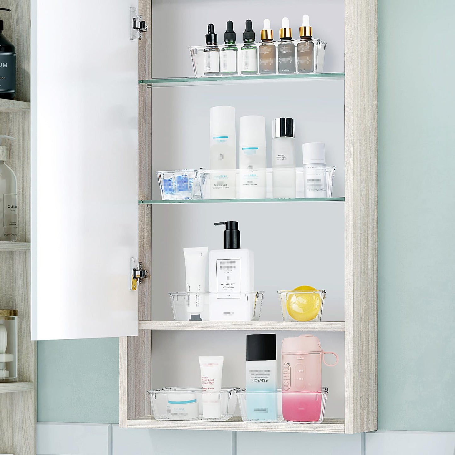 WOWBOX 25 Piece Clear Plastic Drawer Organizer Set - 4 Sizes Non-Slip Design