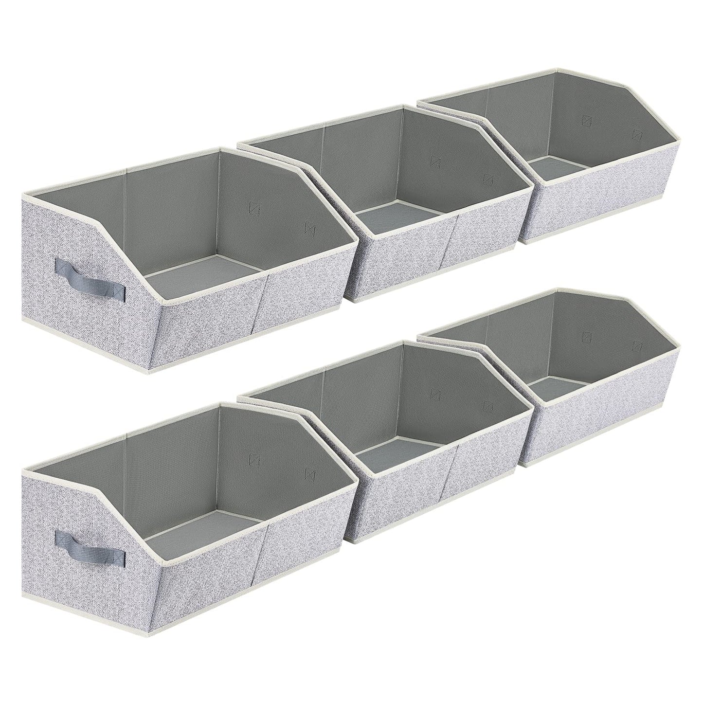 Homsorout Closet Organizer Bins 6 Pack Light Gray - Trapezoid Shelf Storage Baskets