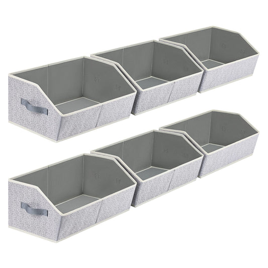 Homsorout Closet Organizer Bins 6 Pack Light Gray - Trapezoid Shelf Storage Baskets