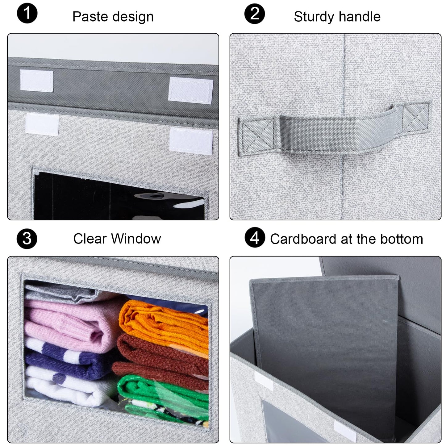 Univivi Fabric Foldable Storage Boxes with Lids 4 Pack Gray - 10 Gallon Organizer