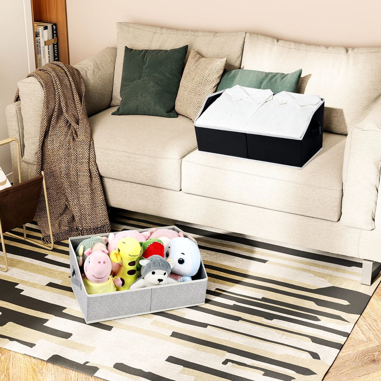 Homsorout Closet Organizer Bins 6 Pack Light Gray - Trapezoid Shelf Storage Baskets